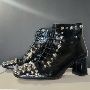 Zara Patent Leather Studded Boots